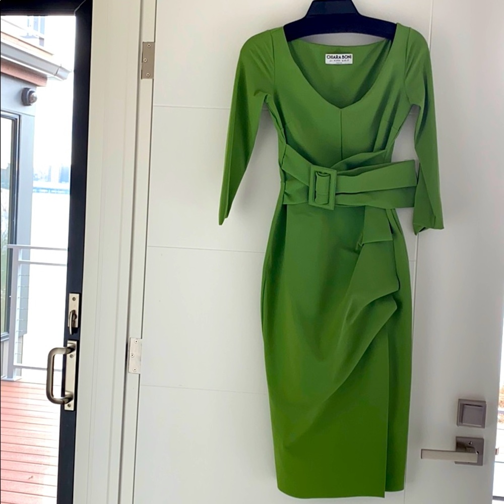NWT Chiara Boni Rannah Belted Cocktail Dress💚